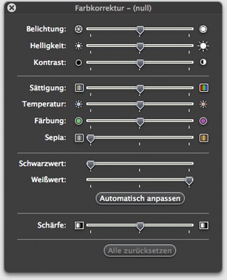 Vorschau Farbkorrektur